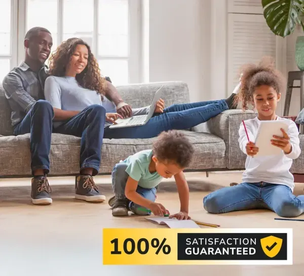 Parents relaxing while kids play in pest free home