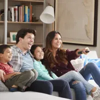 family on couch