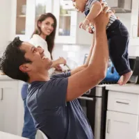 family in kitchen