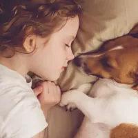 girl and dog