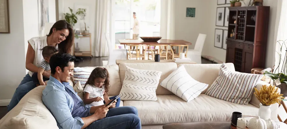 family in living room