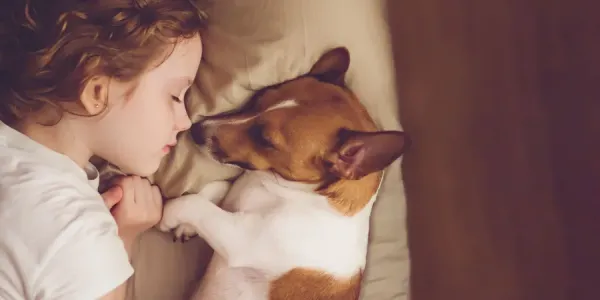 girl and dog