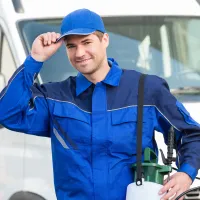 Technician in blue suit 