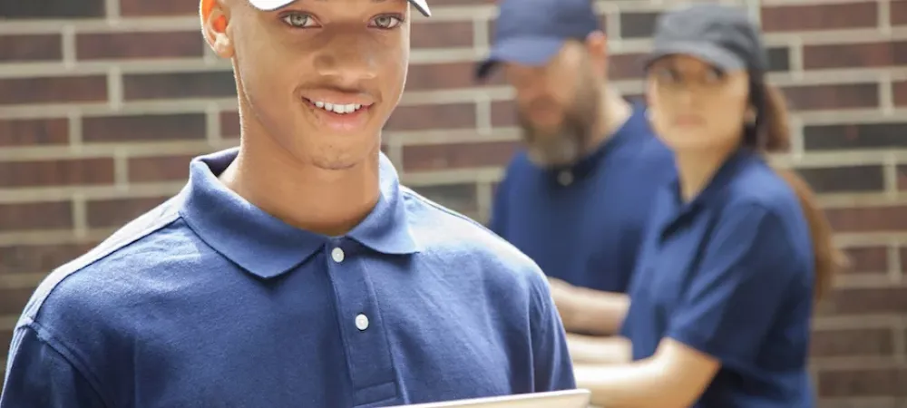 Young technician smiling