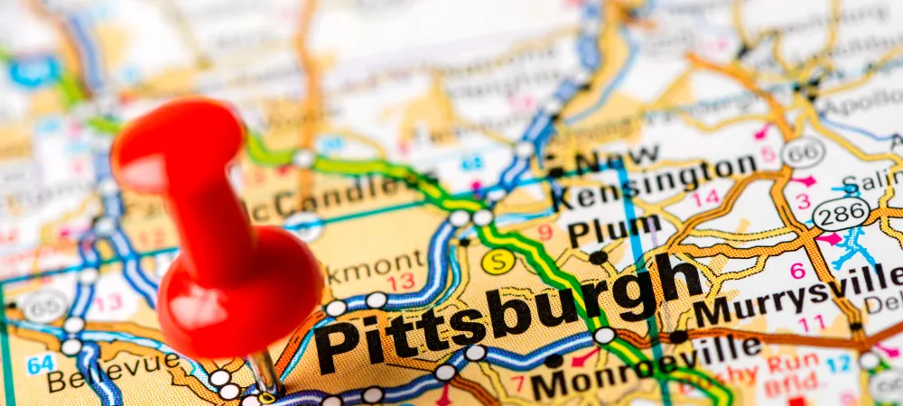 Pittsburgh on a map