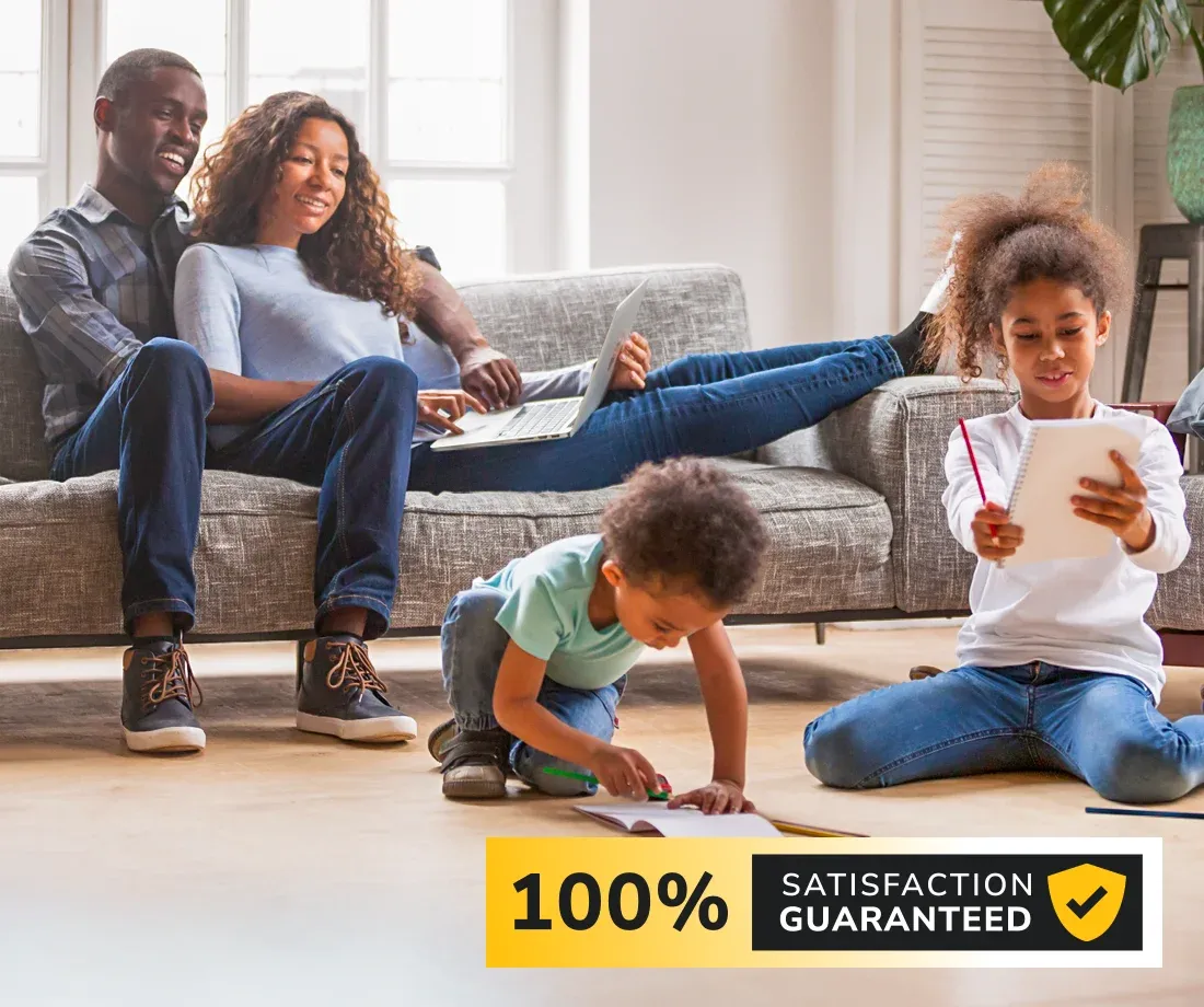 family playing and relaxing in pest free home