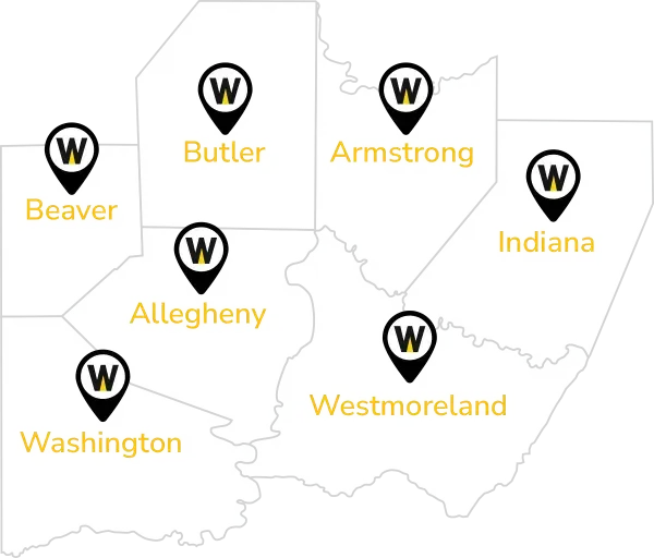 Witt Pest Management Service Area Map Pittsburgh, Pennsylvania
