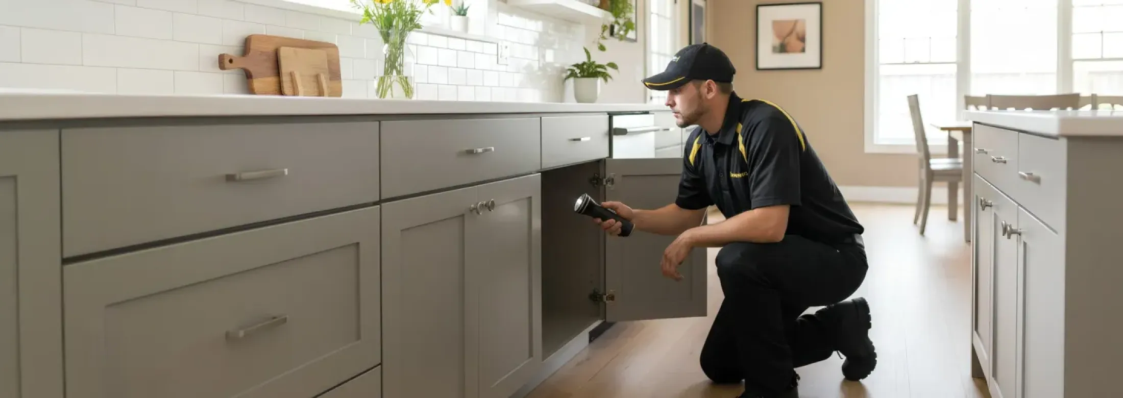 technician inspecting kitchen