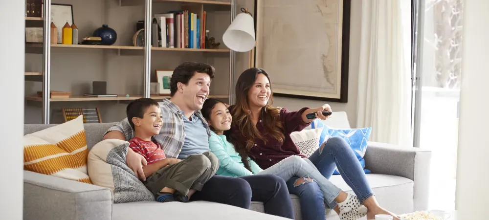 family on couch